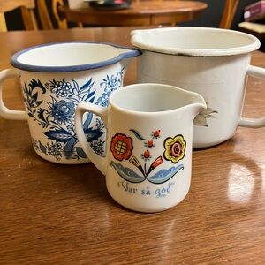 Floral Enamel Pitcher Set